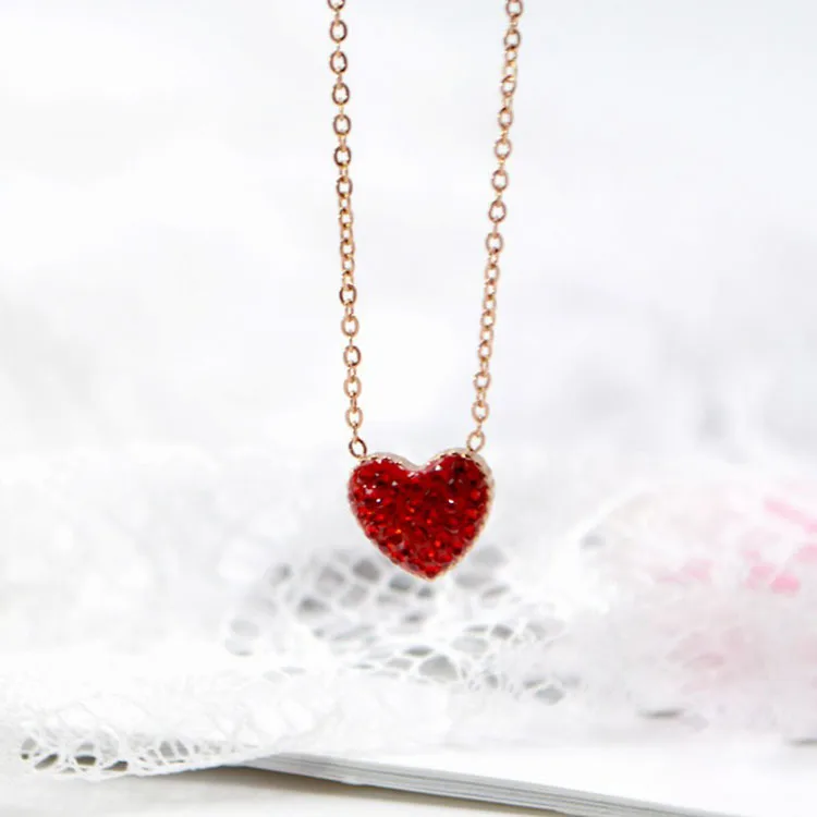 Lovely Red Heart Pendant Necklaces Rose Gold Red Diamond Crystal Heart Pendant Necklace Zircon Heart Necklace, Picture shows
Lovely Red Heart Pendant Necklaces Rose Gold Red Diamond Crystal Heart Pendant Necklace Zircon Heart Necklace, Picture shows