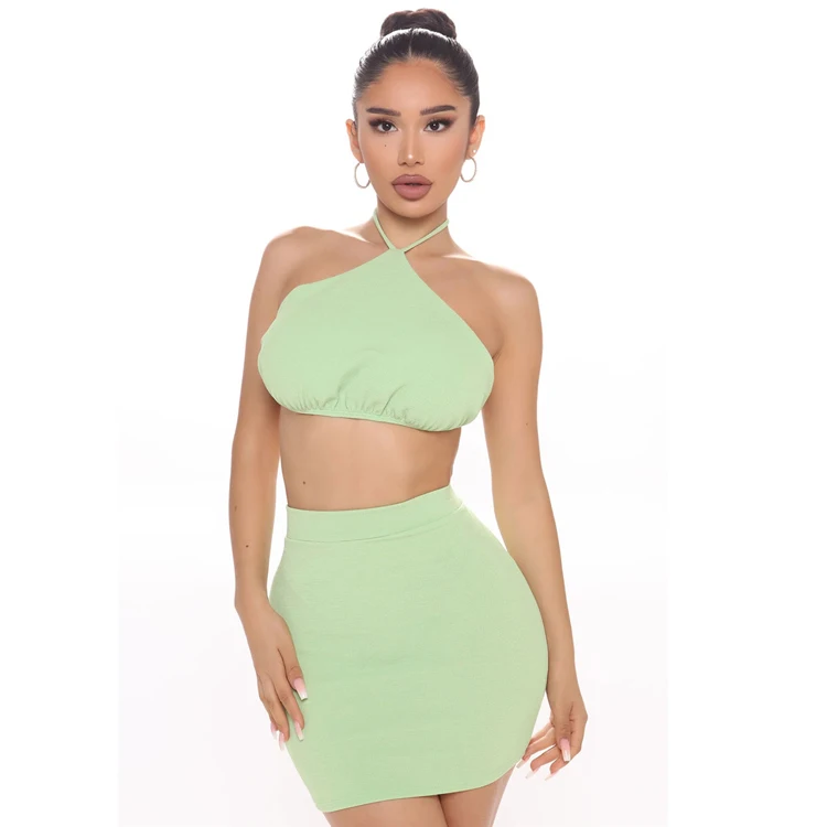 Green Crop Tops And Mini Skirts Sets Women Sexy Halter Backless Party 2 Piece Outfits Summer Club Two Piece Set 2020
Green Crop Tops And Mini Skirts Sets Women Sexy Halter Backless Party 2 Piece Outfits Summer Club Two Piece Set 2020