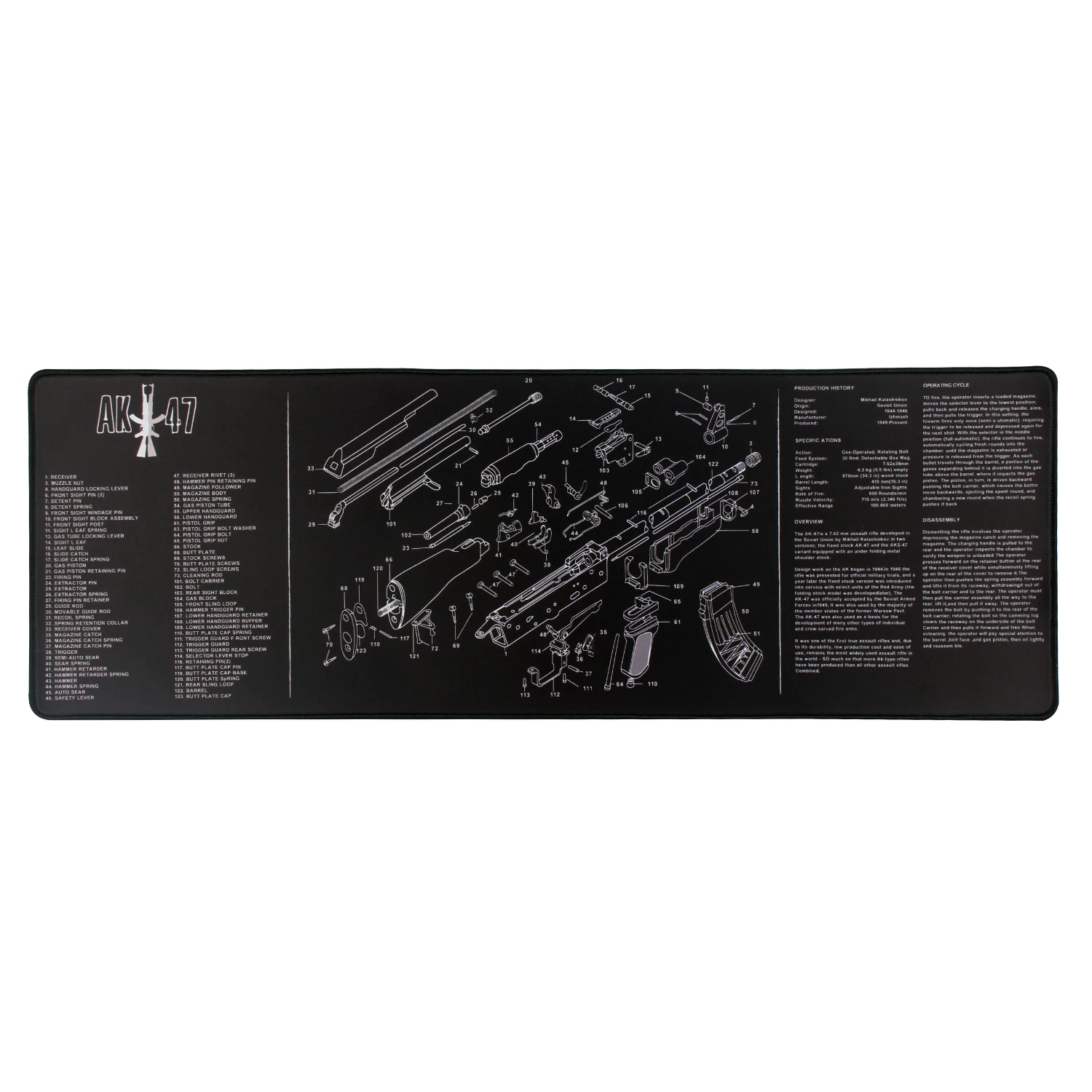 Customized large AK-47 mouse pad with parts drawing rubber sealing edge mouse pad
Customized large AK-47 mouse pad with parts drawing rubber sealing edge mouse pad