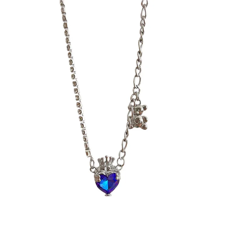 Stainless Steel Personalised Titanium Steel Splicing Chain Bear Crown Sapphire Pandent Necklace For Women, As picture
Stainless Steel Personalised Titanium Steel Splicing Chain Bear Crown Sapphire Pandent Necklace For Women, As picture