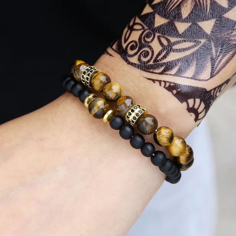 2 Pcs/set Tiger Eye & Black Matte Stone Beads Bracelets Sets Natural Stones Elastic Charm Beaded Bracelet (KB8313), As picture
2 Pcs/set Tiger Eye & Black Matte Stone Beads Bracelets Sets Natural Stones Elastic Charm Beaded Bracelet (KB8313), As picture