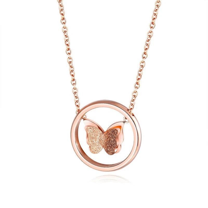 Titanium Steel Necklace Women Rose Gold Pendant Matte Stainless Steel Butterfly Necklace
Titanium Steel Necklace Women Rose Gold Pendant Matte Stainless Steel Butterfly Necklace
