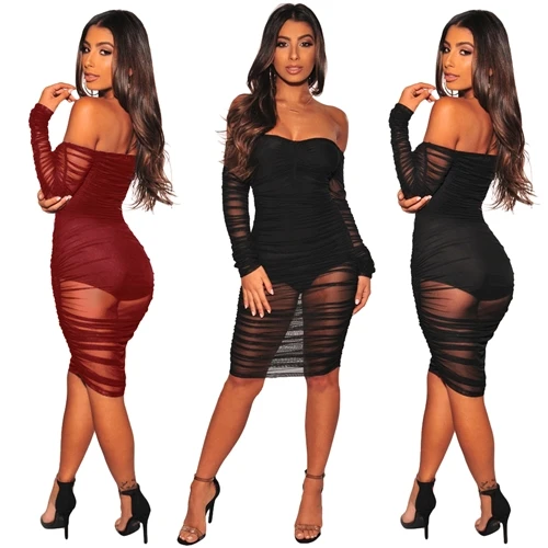 2020 Fall New Fashion Night Mesh Sexy Bodycon Jumpsuits Women Off-the-shoulder Club prom dresses, Black/red
2020 Fall New Fashion Night Mesh Sexy Bodycon Jumpsuits Women Off-the-shoulder Club prom dresses, Black/red