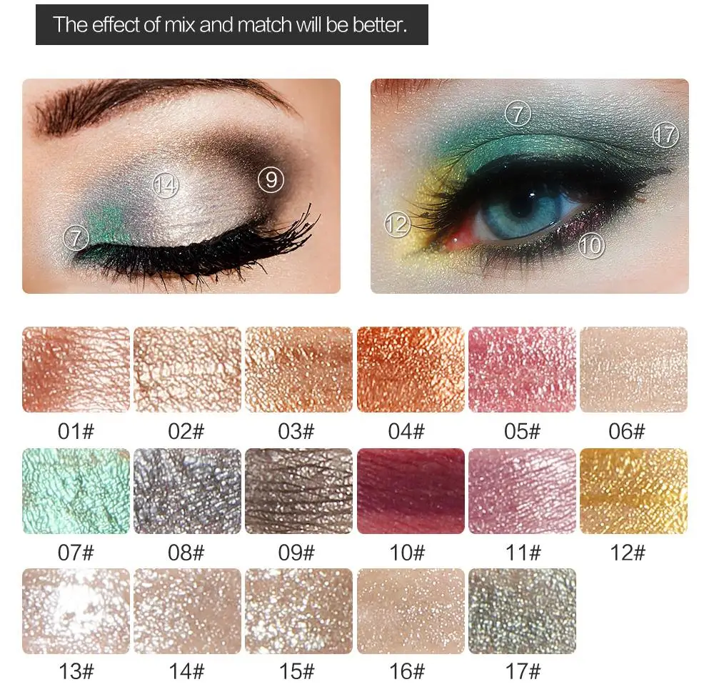 amazon hot sale 17-Color Glitter Charming Eyeshadow Liquid Twinkle Liquid Eyeshadow