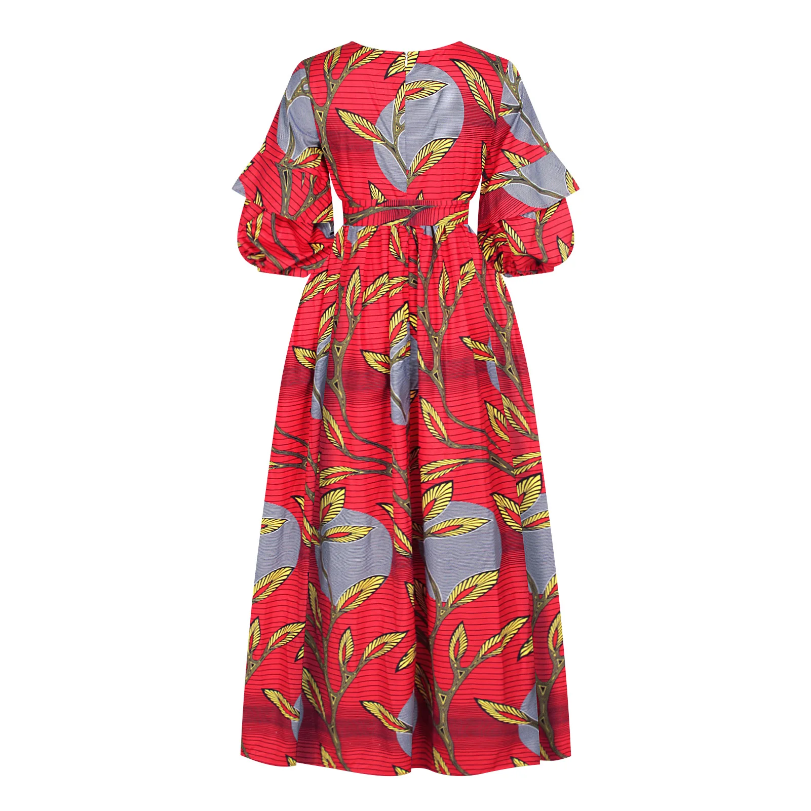 Polyester Fiber Digital Printing Autumn Women's Sexy Lantern Sleeve Long Dress, African Big Swing Dress, Red white
Polyester Fiber Digital Printing Autumn Women's Sexy Lantern Sleeve Long Dress, African Big Swing Dress, Red white