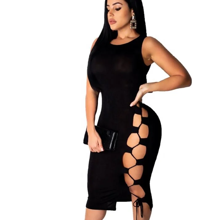 Hot selling sexy solid hollow out sleeveless women bodycon dress, As picture or customized make
Hot selling sexy solid hollow out sleeveless women bodycon dress, As picture or customized make