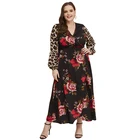 Custom Sexy Leopard Print Dress Ladies Fashion Floral Dresses Women Long Sleeve Maxi Plus Size Dress