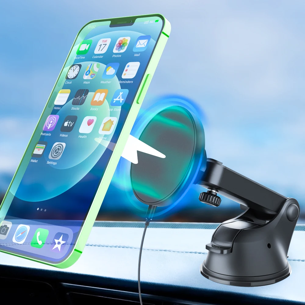 Super 15W Fast Magnetic Wireless Charging Mobile Holder Wireless Magnet Charger Car Mount Suction Cup Holder for Iphone12 Series, Black
Super 15W Fast Magnetic Wireless Charging Mobile Holder Wireless Magnet Charger Car Mount Suction Cup Holder for Iphone12 Series, Black
