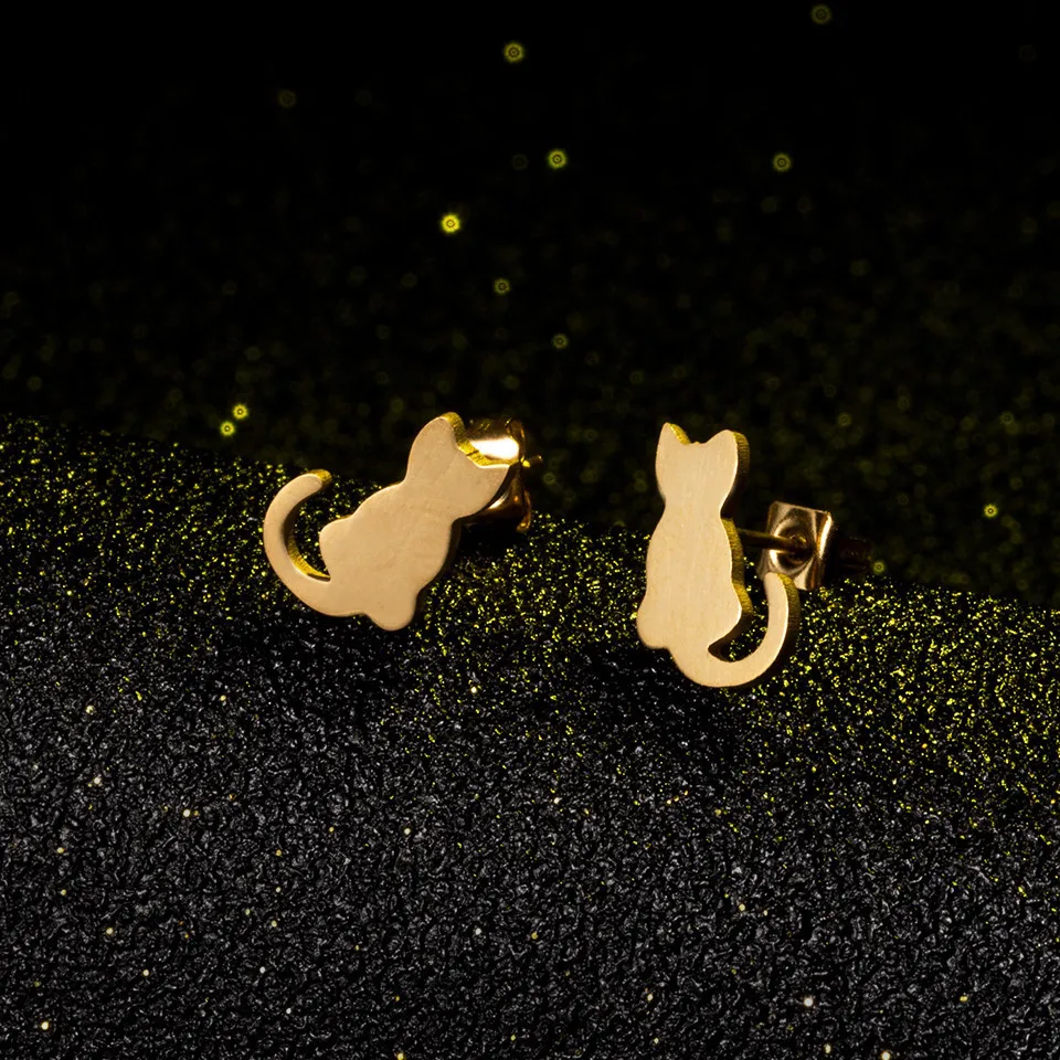 Cute Design 18K Gold Plating Titanium Steel Cat Earrings 316L Stainless Steel Geometric Cat Animals Stud Earrings
Cute Design 18K Gold Plating Titanium Steel Cat Earrings 316L Stainless Steel Geometric Cat Animals Stud Earrings
