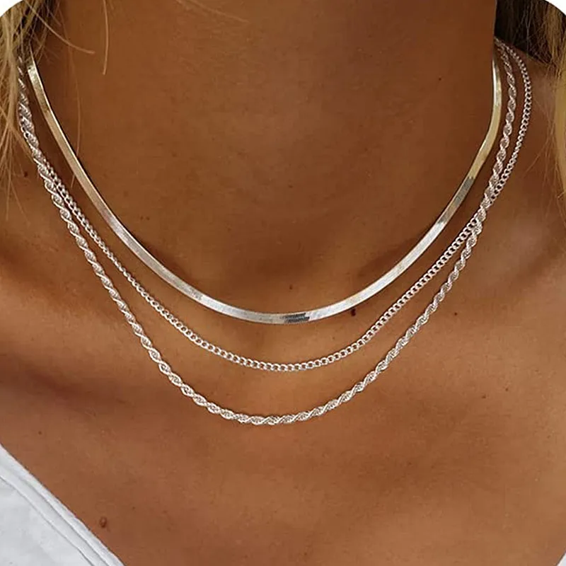 Women Fashion Jewelry Multilayer Snake Chains Alloy Choker Necklace Stacking Jewelry Flat Snake Chain Necklace
Women Fashion Jewelry Multilayer Snake Chains Alloy Choker Necklace Stacking Jewelry Flat Snake Chain Necklace