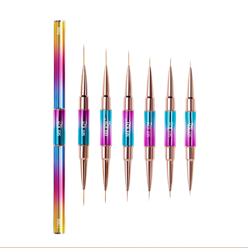 2022 rainbow color Double head Nail art Liner Brush dual ended Synthetic Hair Gel Painting Nail Brush
2022 rainbow color Double head Nail art Liner Brush dual ended Synthetic Hair Gel Painting Nail Brush