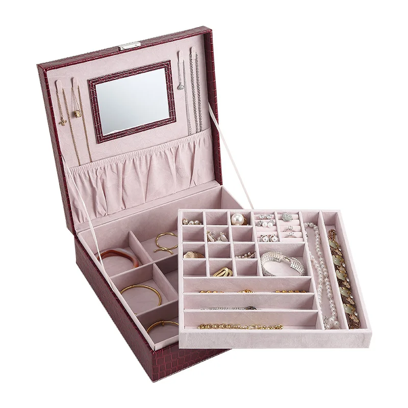 Wholesale Custom Logo Large Capacity 2Layers PU Leather Jewelry Box Organizer Jewellery Ring Earring Storage Case for Girl Gift
Wholesale Custom Logo Large Capacity 2Layers PU Leather Jewelry Box Organizer Jewellery Ring Earring Storage Case for Girl Gift