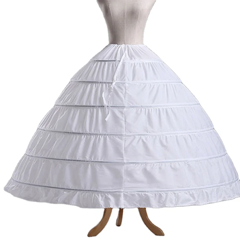 

Bridal Gowns bride wedding dress bustle balls 6 hoops crinoline petticoats Elastic waist-length wedding petticoat underskirt, White crinoline petticoat