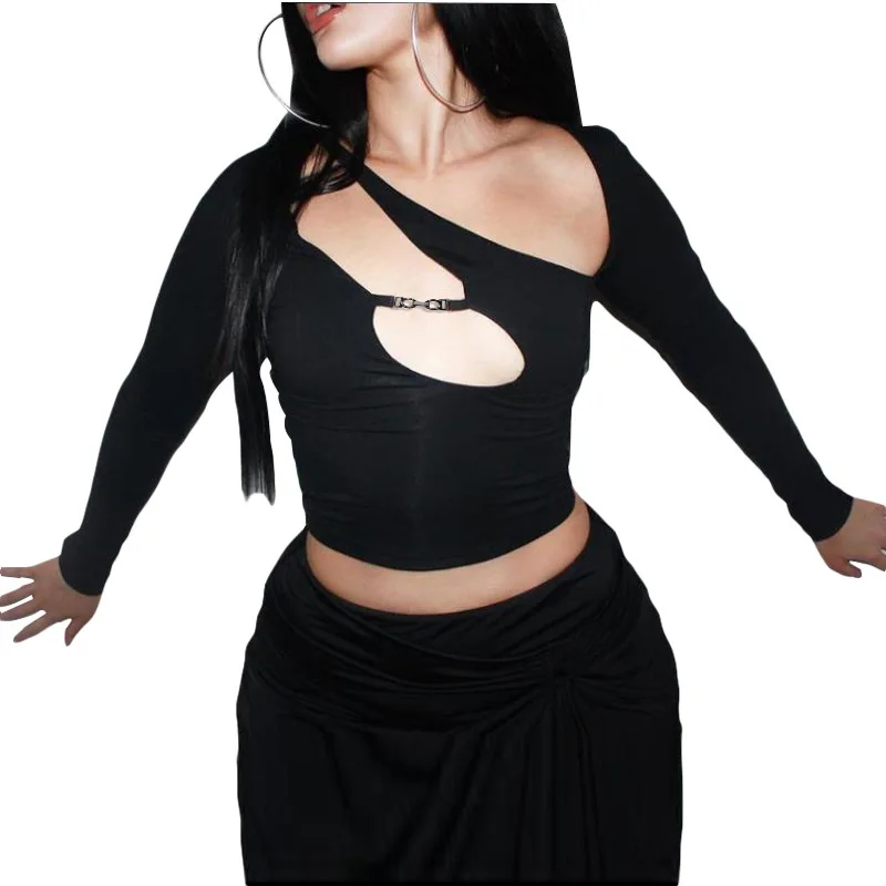 2022 spring summer women top asymmetrical design long sleeve fashion sexy crop top black crop top
2022 spring summer women top asymmetrical design long sleeve fashion sexy crop top black crop top