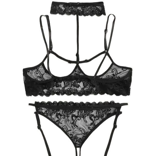 Three Pieces Women Lace Sexy Lingerie See Through Bra Briefs With Garter Transparent Underwear Lingerie Set
Three Pieces Women Lace Sexy Lingerie See Through Bra Briefs With Garter Transparent Underwear Lingerie Set