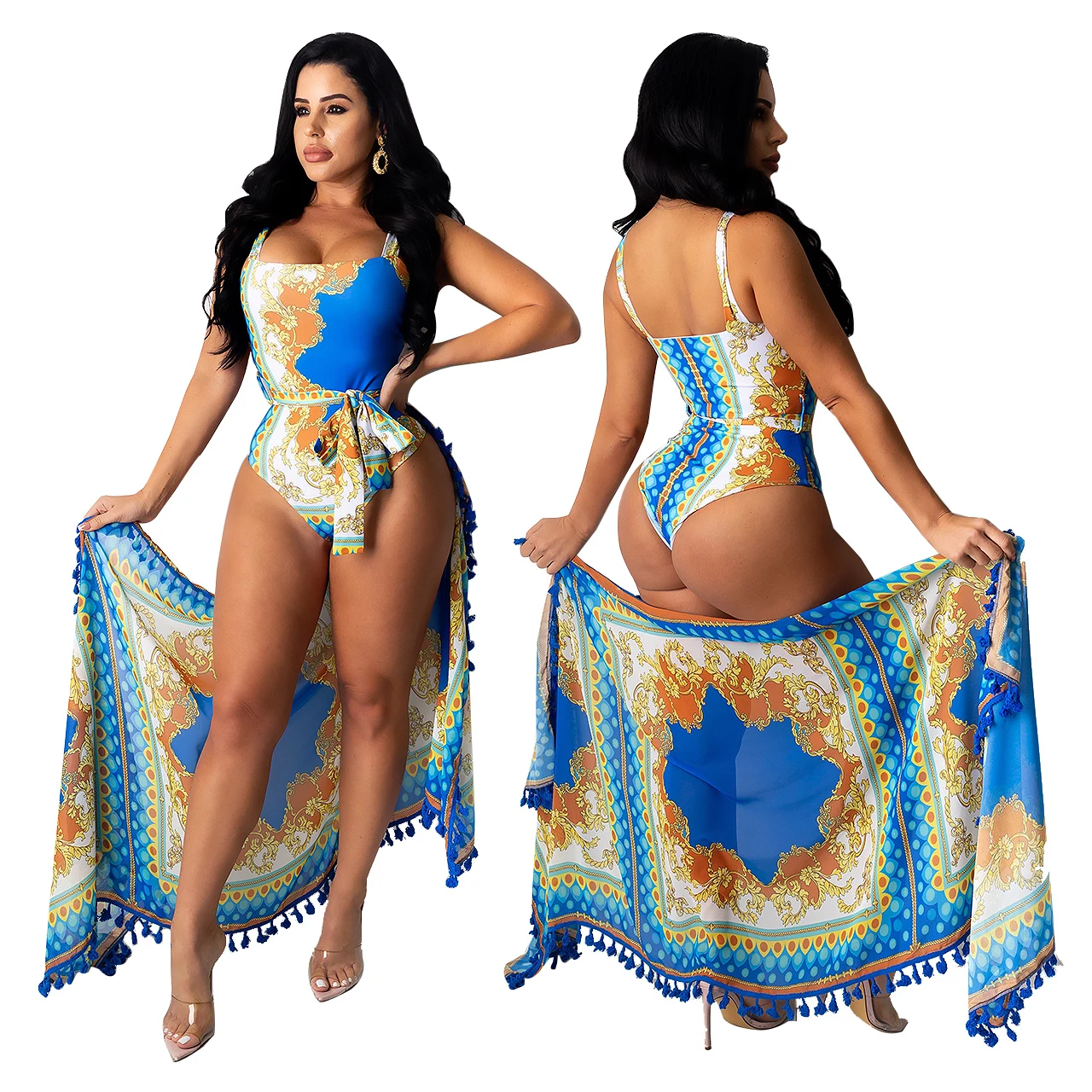 2020 New Retro printed one piece swimsuit +wrap skirt cover up sexy women swimwear cover up beachwear 2PCS/SET Robe De Plage
2020 New Retro printed one piece swimsuit +wrap skirt cover up sexy women swimwear cover up beachwear 2PCS/SET Robe De Plage