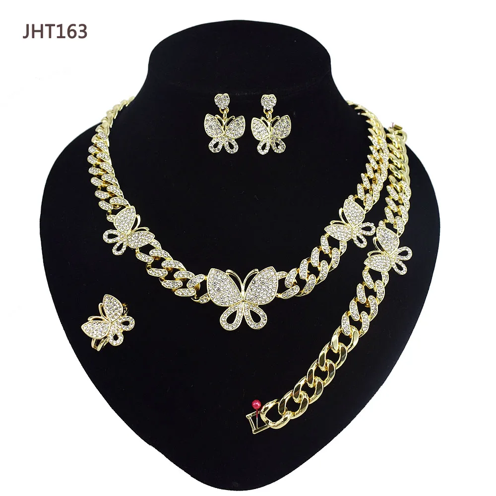 JHT163 Wholesale 18K gold plated jewelry set fashion hip hop Butterfly jewelry set, 18k gold plated color
JHT163 Wholesale 18K gold plated jewelry set fashion hip hop Butterfly jewelry set, 18k gold plated color