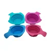 Fish shape silicone bowl food grade collapsibel cat bowl BPA free silicone folding bowls with metal clip