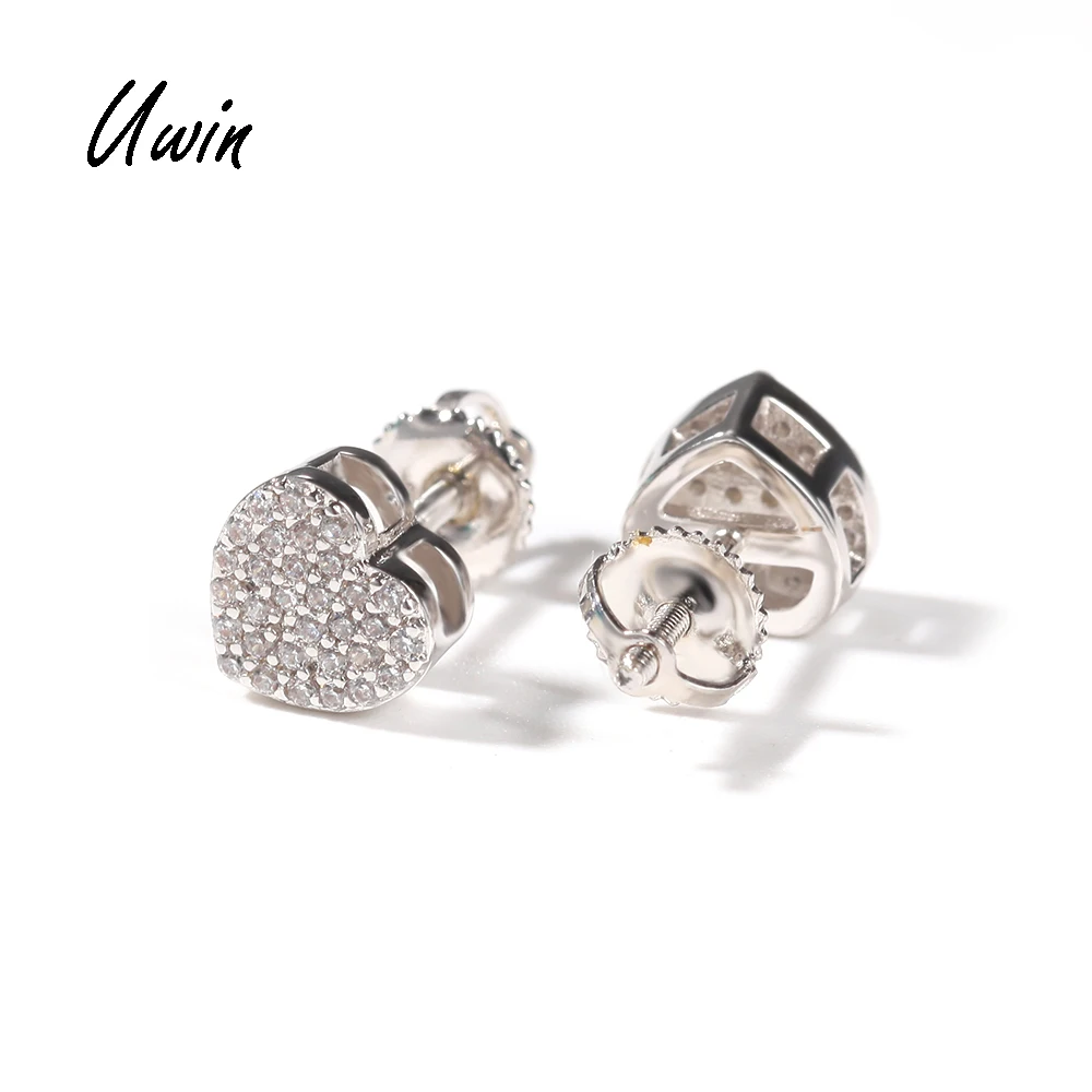 Hip Hop 925 Silver Heart Shaped Earring Gold Plated CZ Earrings Stud Screw Back Mens Earrings RTS Women Jewelries
Hip Hop 925 Silver Heart Shaped Earring Gold Plated CZ Earrings Stud Screw Back Mens Earrings RTS Women Jewelries