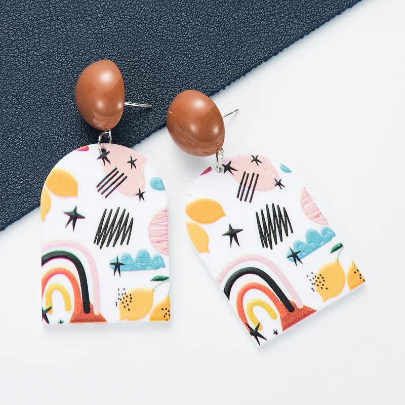 2021 Trend art style printed resin geometric earrings cute girls art fan earrings supply
2021 Trend art style printed resin geometric earrings cute girls art fan earrings supply