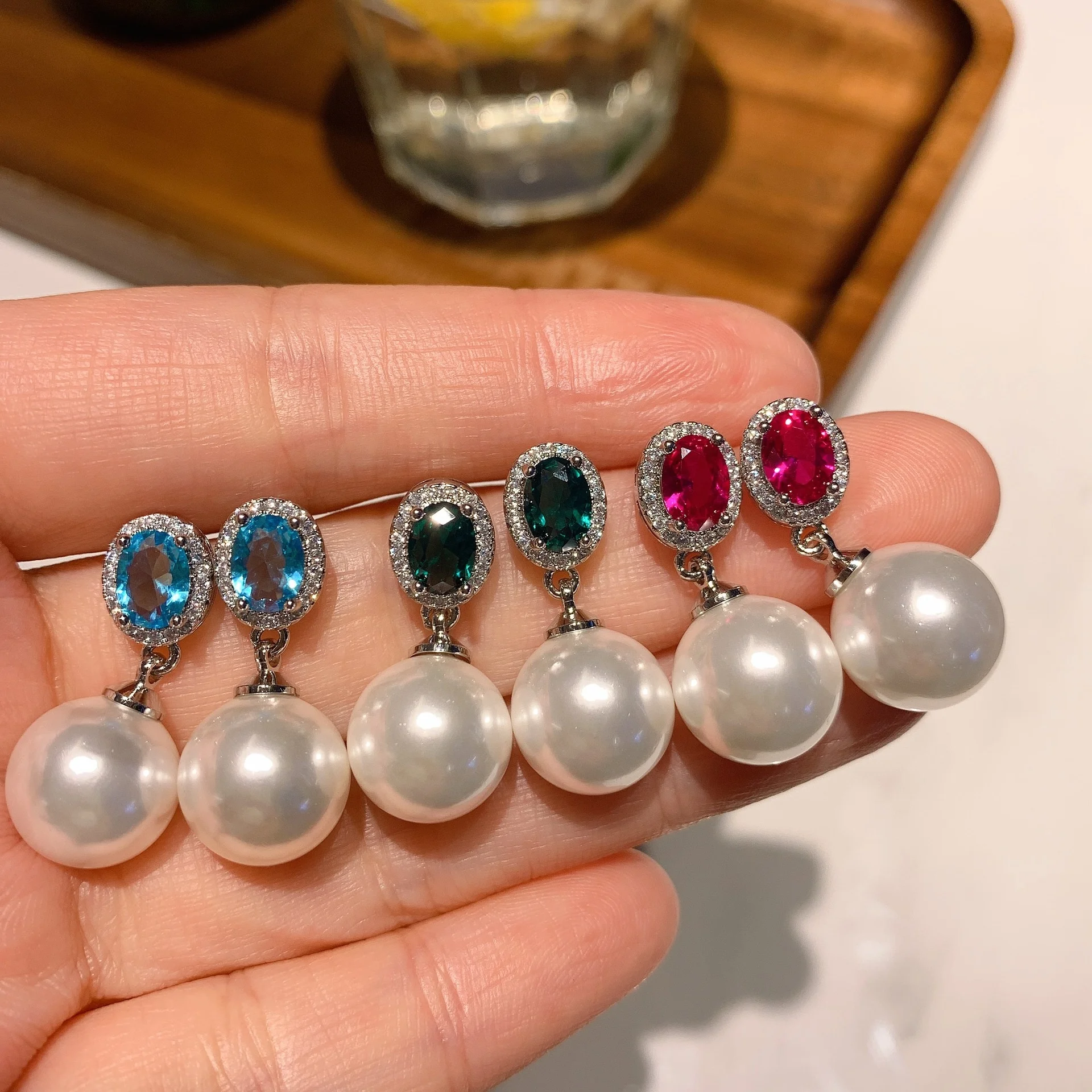 Elegant Round Pearl Dangle Earrings Dazzling CZ Women Engagement Wedding Jewelry Luxury Fashion Silver Accessories, Customized color
Elegant Round Pearl Dangle Earrings Dazzling CZ Women Engagement Wedding Jewelry Luxury Fashion Silver Accessories, Customized color