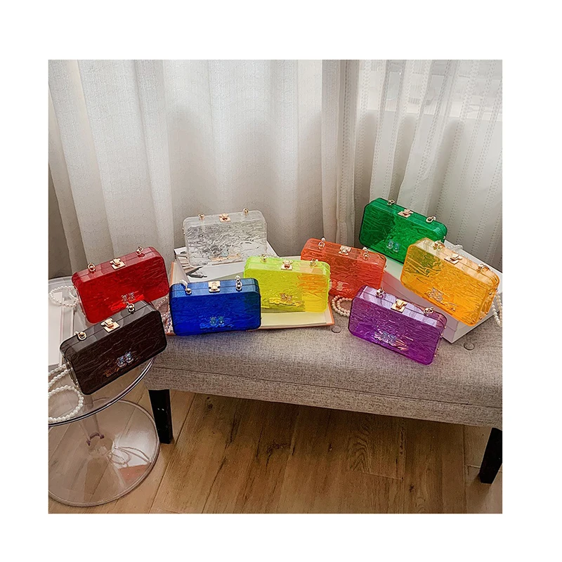 Ins Hot Designer Ice Crack Pattern Acrylic Box Handbags Pearl Beading Party Clutch Candy Color Transparent Shoulder Purses Tote
Ins Hot Designer Ice Crack Pattern Acrylic Box Handbags Pearl Beading Party Clutch Candy Color Transparent Shoulder Purses Tote