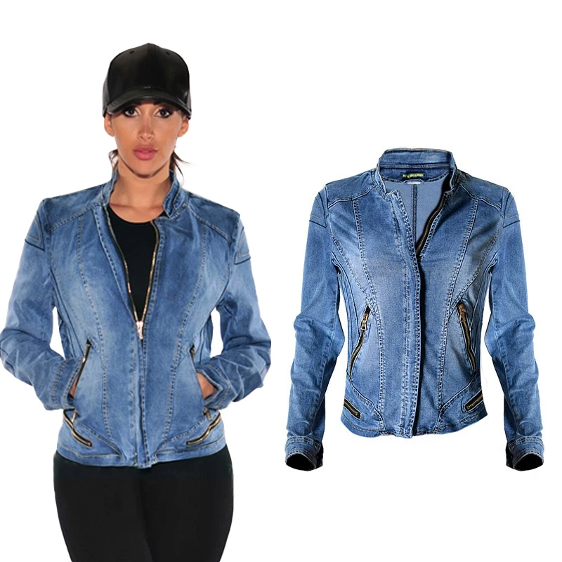 Wholesale Custom Baseball Jackets Stretch Vintage Outerwear Multi-zipper Motor Denim Fall Jacket Woman
Wholesale Custom Baseball Jackets Stretch Vintage Outerwear Multi-zipper Motor Denim Fall Jacket Woman