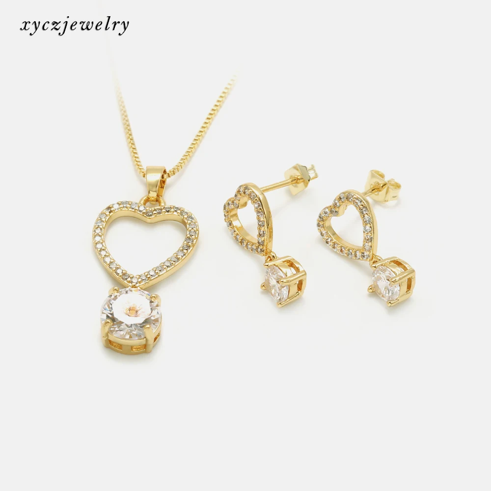Jewelry Heart With CZ Gold Plated Fashion Heart Earrings Pendant Necklace Set, Gold or white
Jewelry Heart With CZ Gold Plated Fashion Heart Earrings Pendant Necklace Set, Gold or white