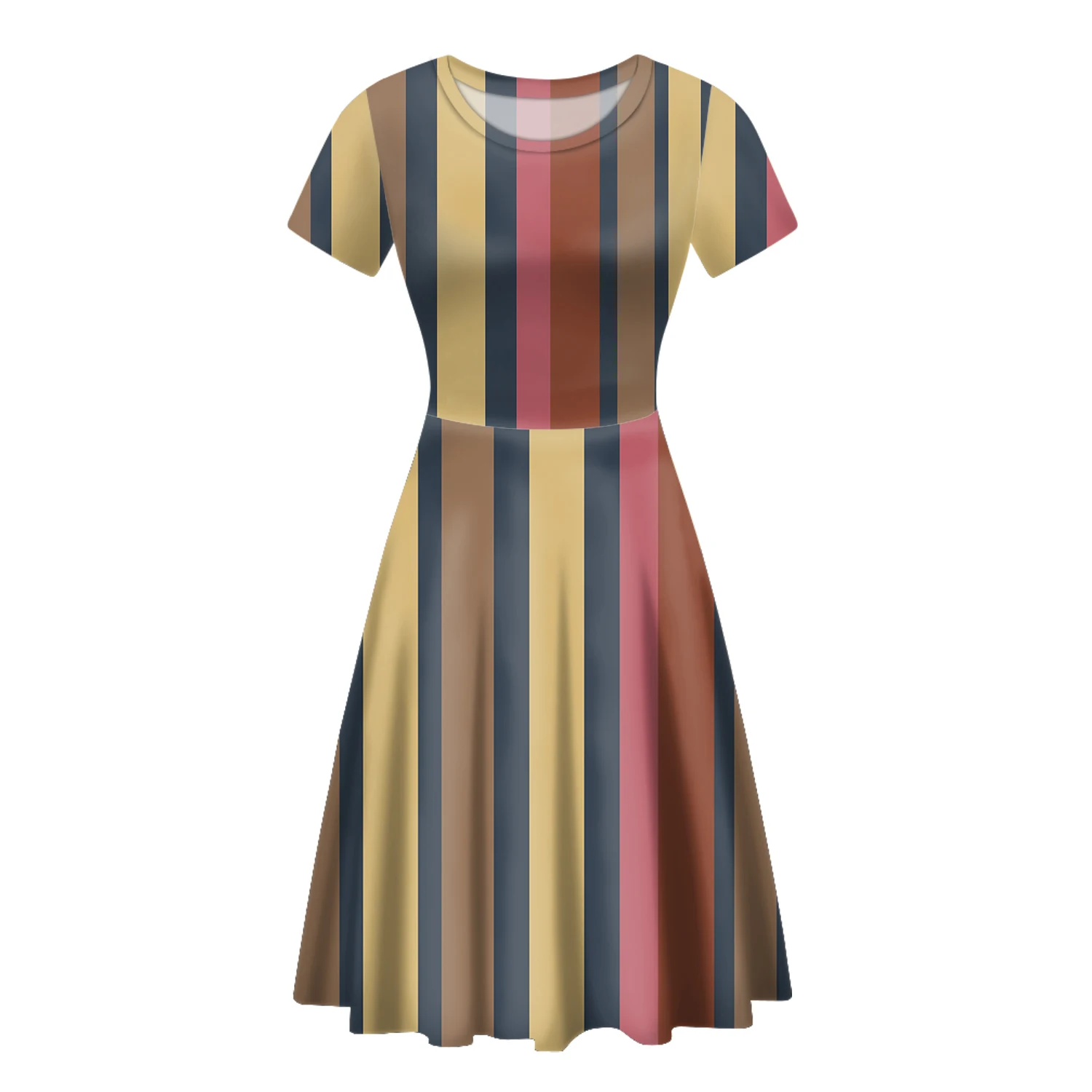 Women Clothing Dress Custom Stripe Printed Short-Sleeve O-Neck A-Line Summer Beach Dresses
Women Clothing Dress Custom Stripe Printed Short-Sleeve O-Neck A-Line Summer Beach Dresses