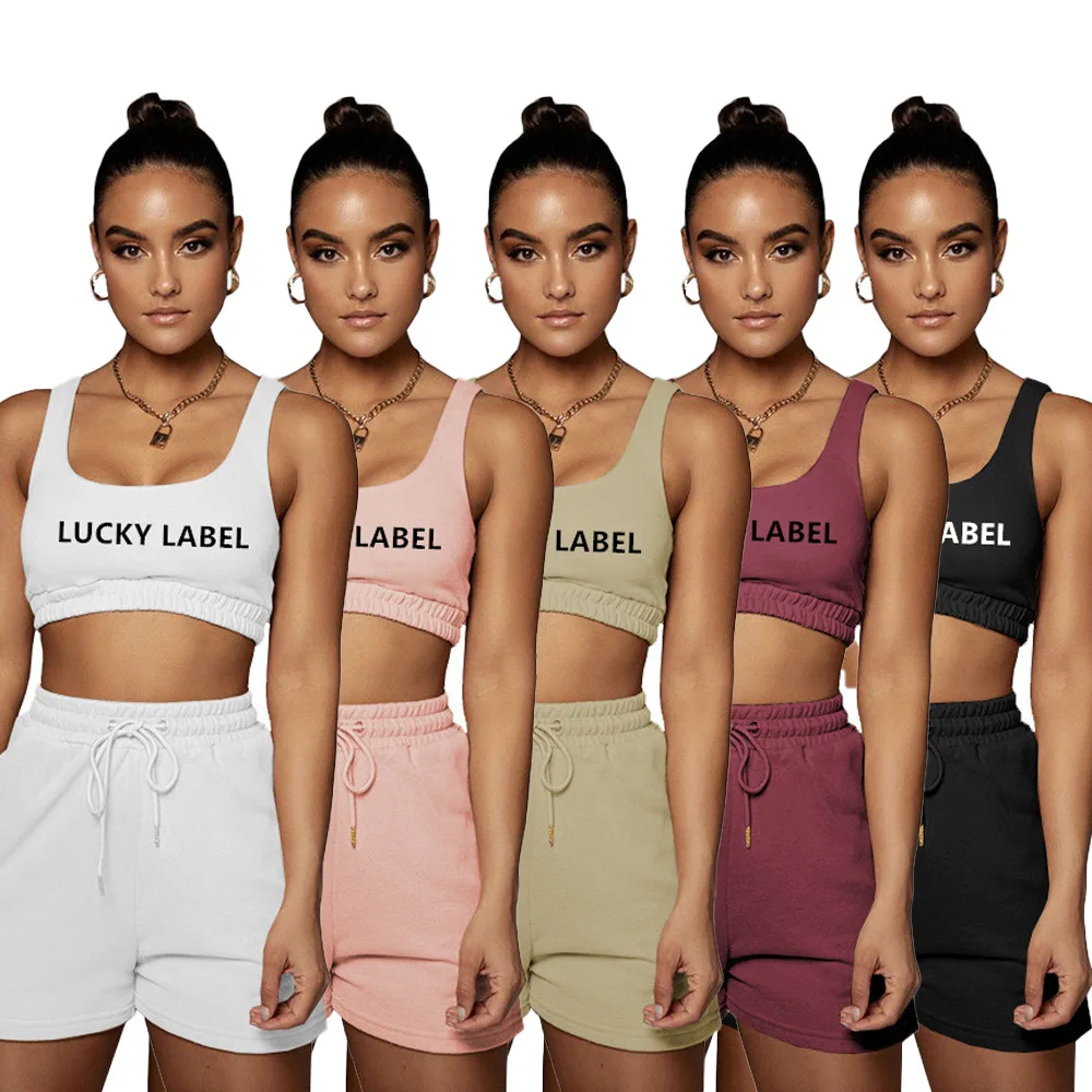 2021 Summer New Arrival 2 Piece Set Lucky Label Sweat Pants Short Pants Two Piece Set Women Clothing, As picture or customized make
2021 Summer New Arrival 2 Piece Set Lucky Label Sweat Pants Short Pants Two Piece Set Women Clothing, As picture or customized make