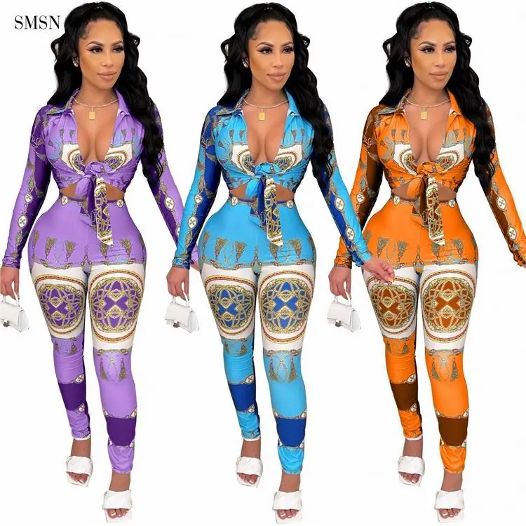 High Quality Long Sleeved Printed Lapel Tight Fitting Chalaza Women Fall 2021 2 Piece Pants Set
High Quality Long Sleeved Printed Lapel Tight Fitting Chalaza Women Fall 2021 2 Piece Pants Set