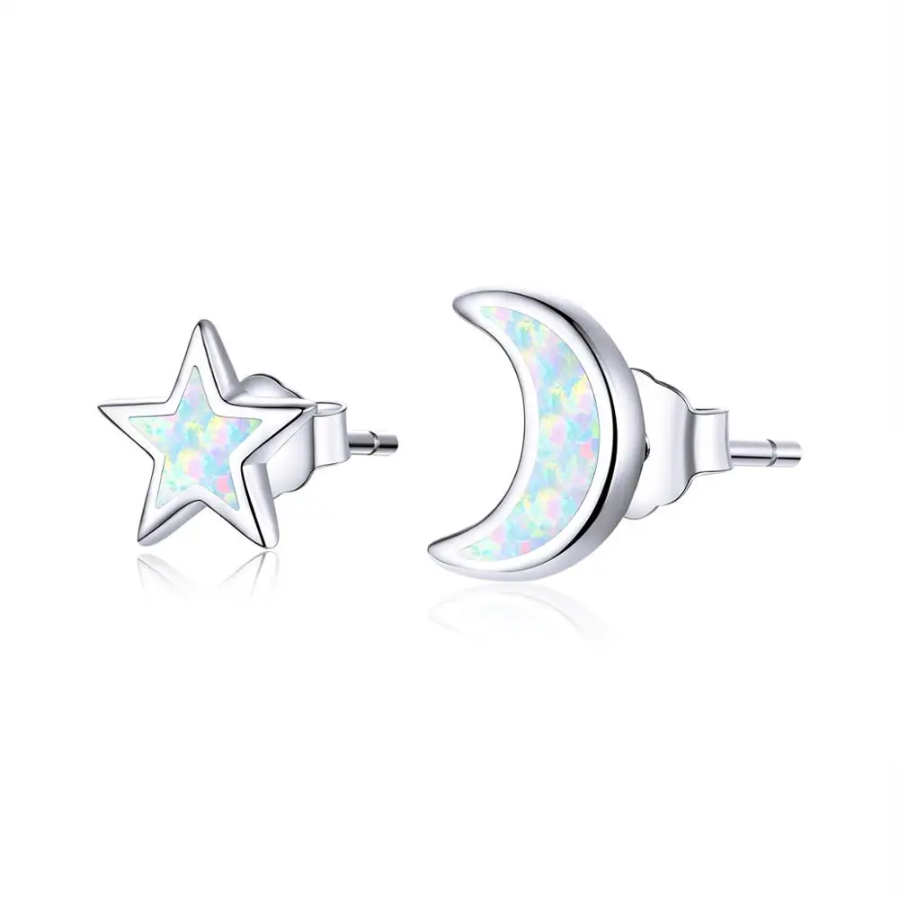 Cute S925 sterling silver moon star stud crescent moon face earrings, Silver color
Cute S925 sterling silver moon star stud crescent moon face earrings, Silver color