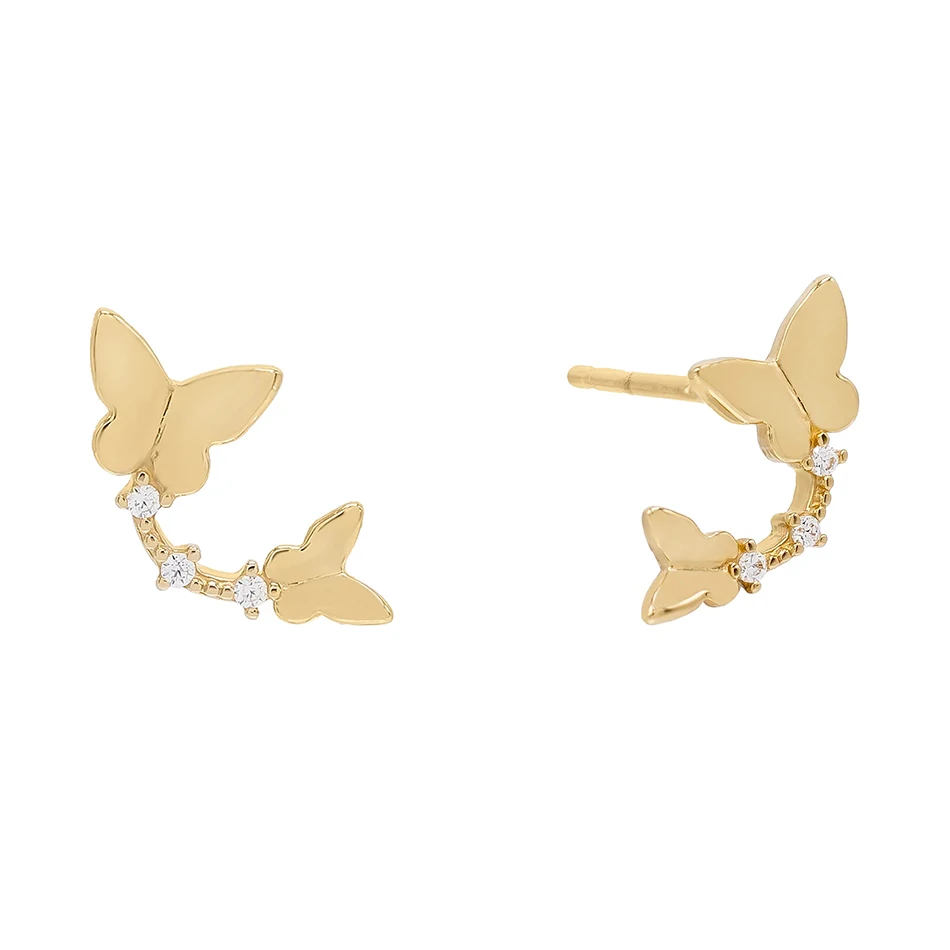 Minimalist Earrings 925 Sterling Silver Jewelry 14K Gold Plated Cubic Zircon Butterfly Stud earrings For Woman
Minimalist Earrings 925 Sterling Silver Jewelry 14K Gold Plated Cubic Zircon Butterfly Stud earrings For Woman