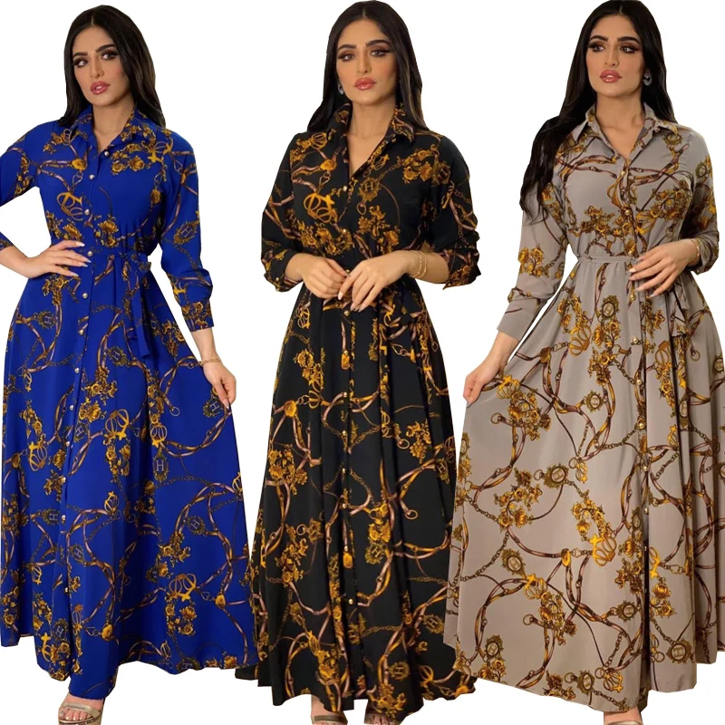 MQ014 Latest Design Middle East Muslim Dress Indonesia Vintage Print Large Swing Skirt Shirt Dress Elegant Casual Dresses
MQ014 Latest Design Middle East Muslim Dress Indonesia Vintage Print Large Swing Skirt Shirt Dress Elegant Casual Dresses