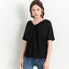 New style summer pullover solid loose casual short sleeve v-neck plus size women t-shirts