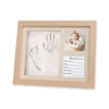 Wood Baby First Year Souvenir Foot Hand Print Family Photo Picture Clay Frame