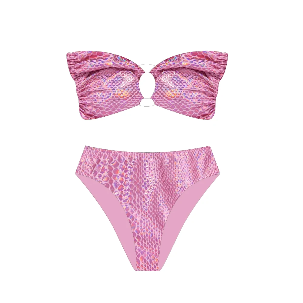 Custom Logo Label Tag 2021 High Waist Pink Snake Print Swimsuit O Ring Swimwear, 1 color
Custom Logo Label Tag 2021 High Waist Pink Snake Print Swimsuit O Ring Swimwear, 1 color