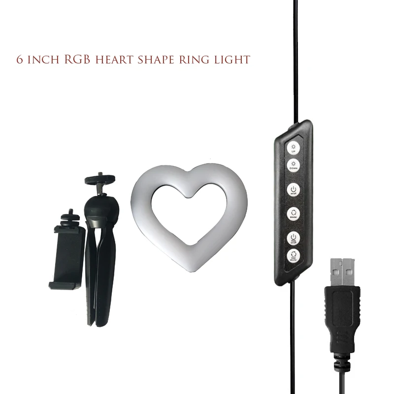 2021 Hot Sale 6 inch heart ring light for selfie and livestream ring light stand high quality RGB Multiple Lights, Black
2021 Hot Sale 6 inch heart ring light for selfie and livestream ring light stand high quality RGB Multiple Lights, Black