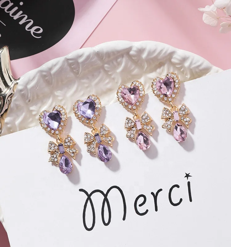 New Fashion Crystal Stone Heart Love Rhinestone Bowknot Long Drop Earrings For Women Accessories
New Fashion Crystal Stone Heart Love Rhinestone Bowknot Long Drop Earrings For Women Accessories
