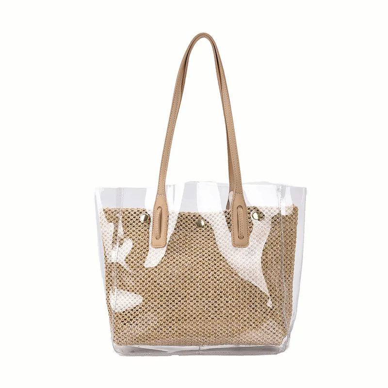 wholesale lastest design Summer clear purses with straw hand bag tote handbag for women
wholesale lastest design Summer clear purses with straw hand bag tote handbag for women