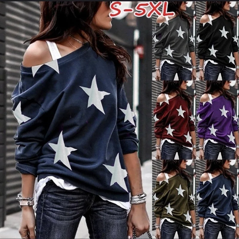 Fashionable Black Cute Slouchy Knitted Off Shoulder Sweatshirt Pentagram Printed O-Neck Hoodie, Gray/black/purple/red/blue/army green
Fashionable Black Cute Slouchy Knitted Off Shoulder Sweatshirt Pentagram Printed O-Neck Hoodie, Gray/black/purple/red/blue/army green