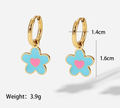 Wholesale Summer Fashion Jewelry 18K Gold Plated 316L Stainless Steel Flower Earring Rainbow Colorful Hoop Earring For Girl
Wholesale Summer Fashion Jewelry 18K Gold Plated 316L Stainless Steel Flower Earring Rainbow Colorful Hoop Earring For Girl