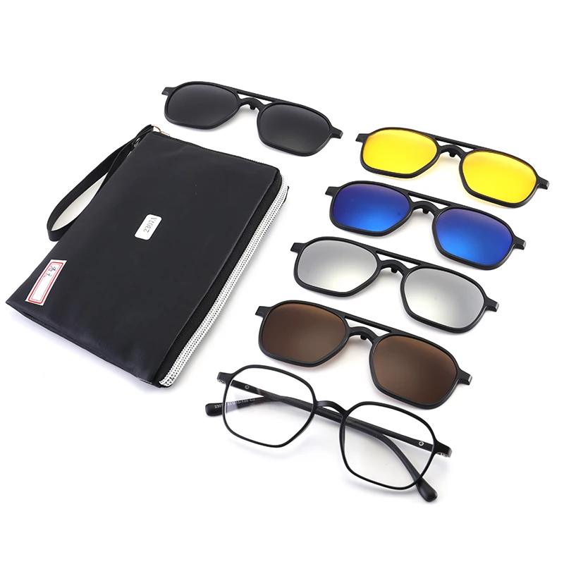 DLC2307 PC frame 5 in 1 Magnetic Clip on Sunglasses custom glasses with Polarized lens spring hinges Clip en Gafas de Sol
DLC2307 PC frame 5 in 1 Magnetic Clip on Sunglasses custom glasses with Polarized lens spring hinges Clip en Gafas de Sol