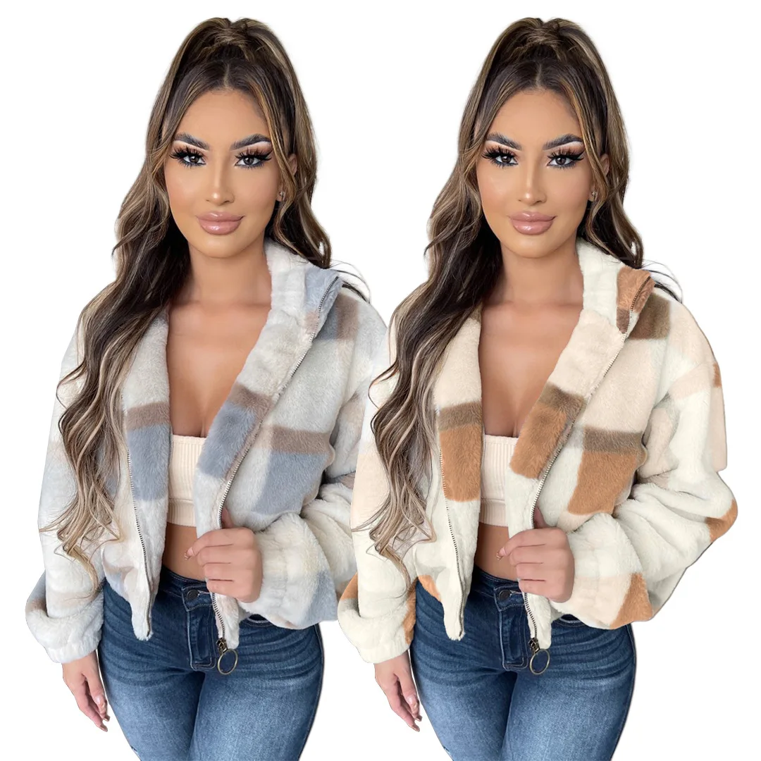 2022 New Arrivals Fashion Women Casual Front Zipper Long Sleeve Jacket Colorful Plaid Patchwork Fleece Coat, Picture show
2022 New Arrivals Fashion Women Casual Front Zipper Long Sleeve Jacket Colorful Plaid Patchwork Fleece Coat, Picture show