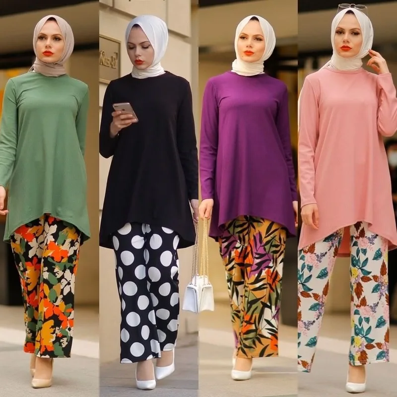 Temperament Elegant Muslim Arabic Women Clothing Loose Top Multicolor Pattern Trousers, Purple,green,black,pink
Temperament Elegant Muslim Arabic Women Clothing Loose Top Multicolor Pattern Trousers, Purple,green,black,pink