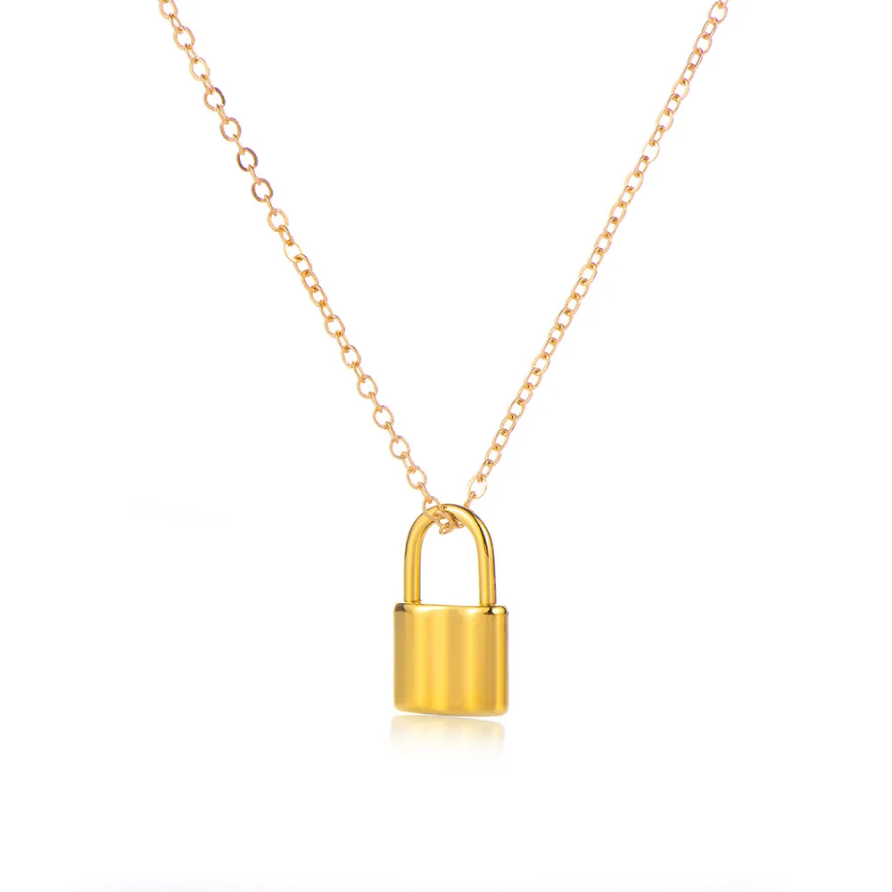 Hot Sale New Simple Fashion Stainless Steel Gold Lock Necklace luxury Ladies Pendant Clavicle Chain Necklace
Hot Sale New Simple Fashion Stainless Steel Gold Lock Necklace luxury Ladies Pendant Clavicle Chain Necklace