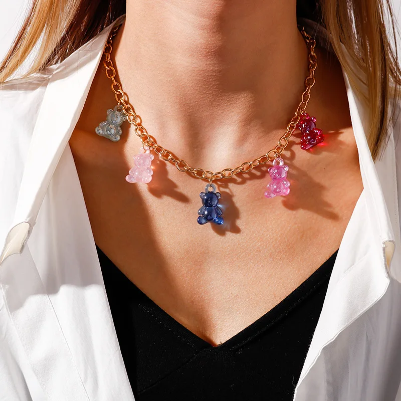 2021 Fashion Cute Acrylic Bear Pendant Necklace Colorful Bear Crystal Necklace Jewelry for Girl Women
2021 Fashion Cute Acrylic Bear Pendant Necklace Colorful Bear Crystal Necklace Jewelry for Girl Women