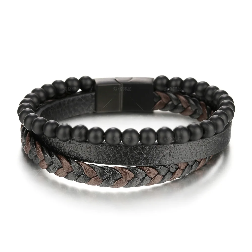 New Natural Stones Stainless Steel Leather Bracelet Beaded Men's Jewelry Bracelet Men Bracelet For Men Stone Custom
New Natural Stones Stainless Steel Leather Bracelet Beaded Men's Jewelry Bracelet Men Bracelet For Men Stone Custom