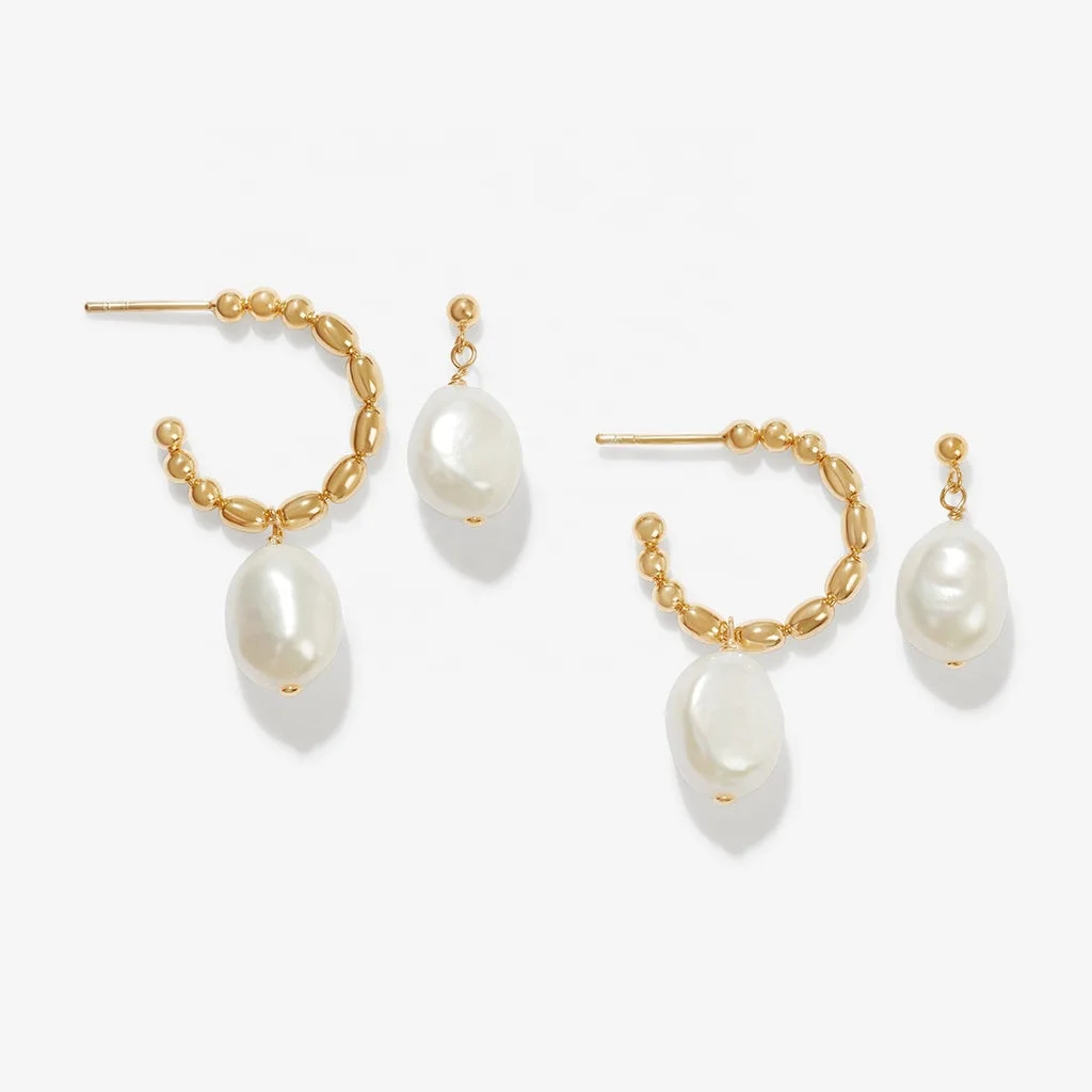 LOZRUNVE Silver 925 18k Gold Classic Designer Irregular Baroque Pearl Drop Bead Hoop Earring Set
LOZRUNVE Silver 925 18k Gold Classic Designer Irregular Baroque Pearl Drop Bead Hoop Earring Set