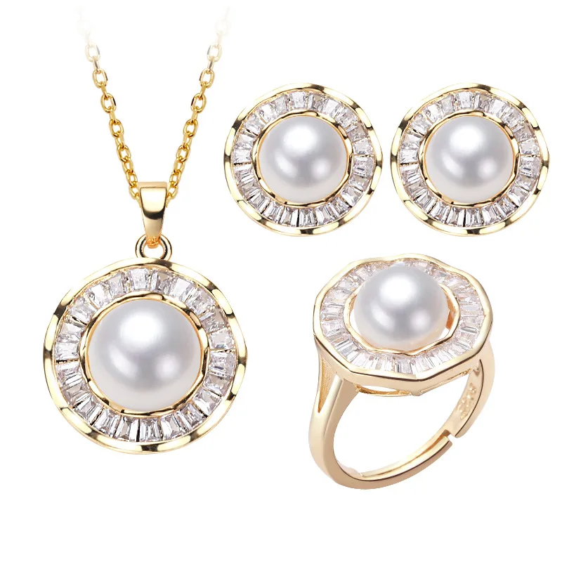 Exquisite Women Inlaid CZ Pearl Jewelry Sets Elegant Pearl Pendant Necklace Earrings Set Wedding Bride Jewelry Set
Exquisite Women Inlaid CZ Pearl Jewelry Sets Elegant Pearl Pendant Necklace Earrings Set Wedding Bride Jewelry Set